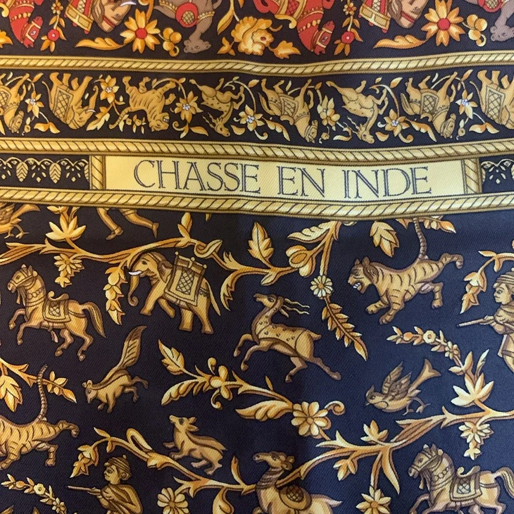 Hermes silk scarf chasse en inde